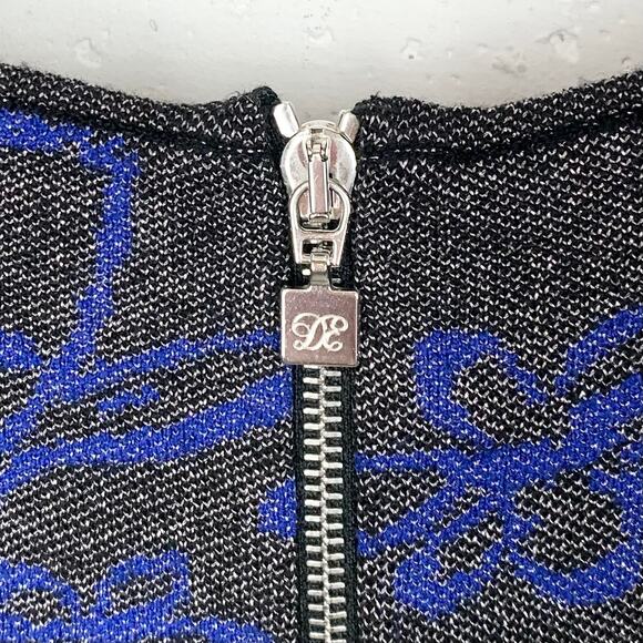 D. Exterior Womens Jacquard Bodycon Dress Poly Viscose Black Blue Size Small - Picture 7 of 11